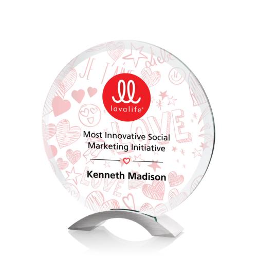Corporate Awards - Employee Awards - Employee of the Month Awards - Essex Full Color Circle Glass Award