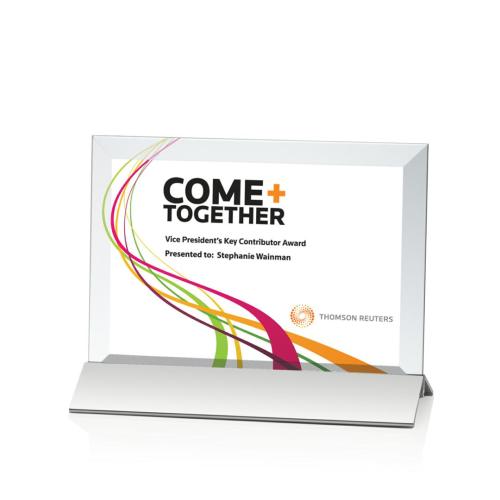 Corporate Awards - Full Color Awards - Rainsworth Full Color Silver/Horizontal Rectangle Crystal Award