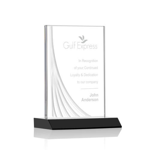 Corporate Awards - Crystal Awards - Leighton Liquid™  Black Rectangle Crystal Award