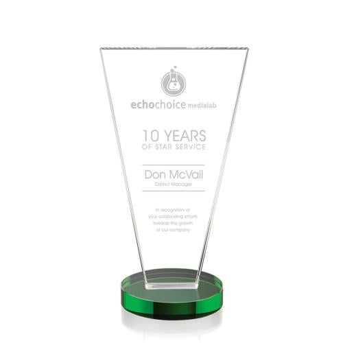 Corporate Awards - Crystal Awards - Colored Crystal - Burney Green Crystal Award