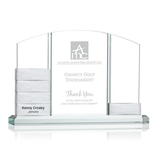Corporate Awards - Glass Awards - Colored Glass Awards - Lavery Add-a-Block Arch & Crescent Crystal Award