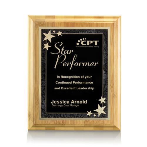 Corporate Awards - Eco Friendly Awards - Bamboo/Starburst Plaque - Black