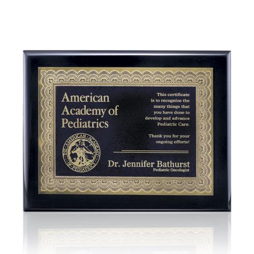 Corporate Awards - Certificate Frames - Oakleigh Certificate Plaque - Black Finish