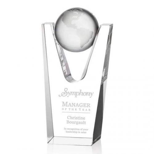 Corporate Awards - Crystal Awards - Pierce Globe Spheres Crystal Award