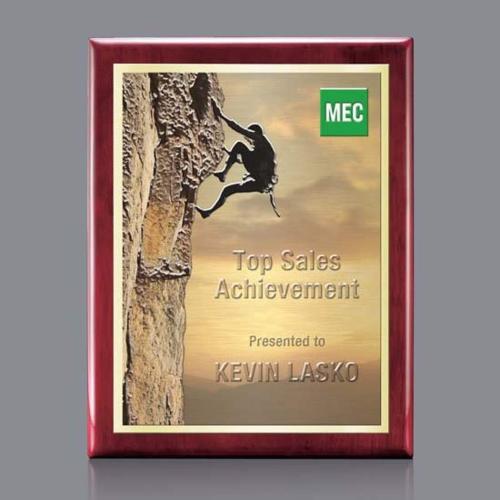 Corporate Awards - Award Plaques - Oakleigh Full Color 3D Plaque - Rosewood/Gold