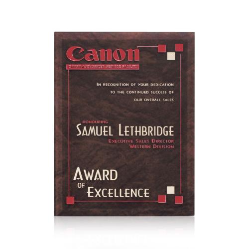 Corporate Awards - Award Plaques - Dunsmore Plaque - Brown