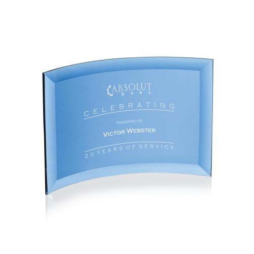 Corporate Awards - Crystal Awards - Colored Crystal - Madison Blue Arch & Crescent Crystal Award