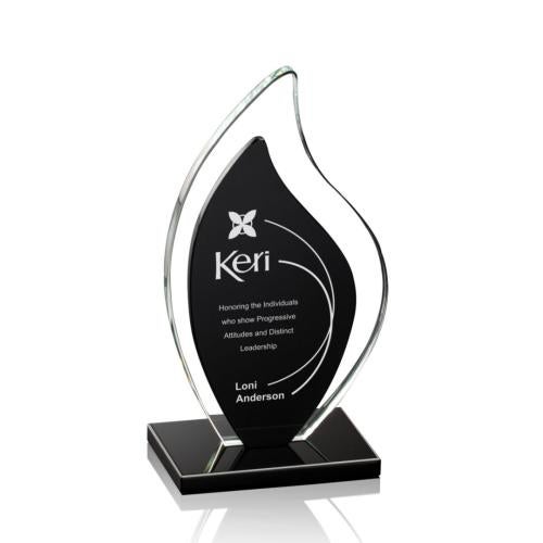 Corporate Awards - Crystal Awards - Crystal Flame Awards - Flamingo Black Flame Crystal Award