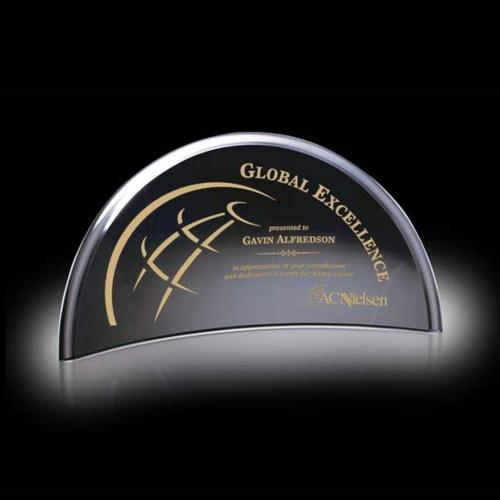 Corporate Awards - Crystal Awards - Bluffwood Black Arch & Crescent Crystal Award