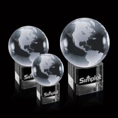 Employee Gifts - Globe On Cube Spheres Crystal Award
