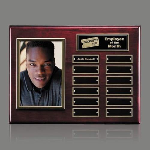 Corporate Awards - Award Plaques - Employee of the Month Plaque - Photo (Vert) P/Plaque - Rosewood/Gold 