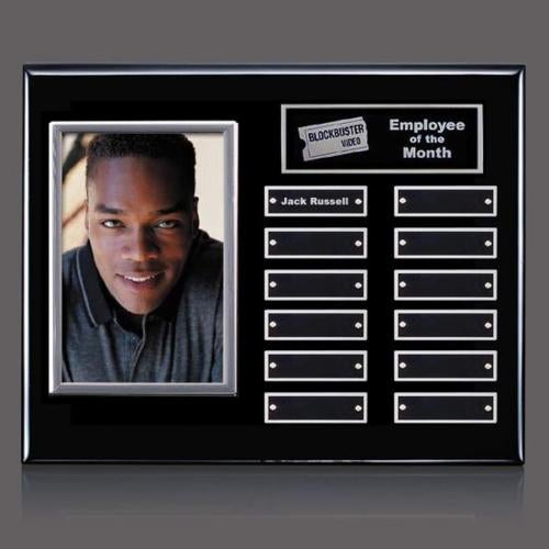 Corporate Awards - Award Plaques - Employee of the Month Plaque - Photo (Vert) P/Plaque - Black/Silver