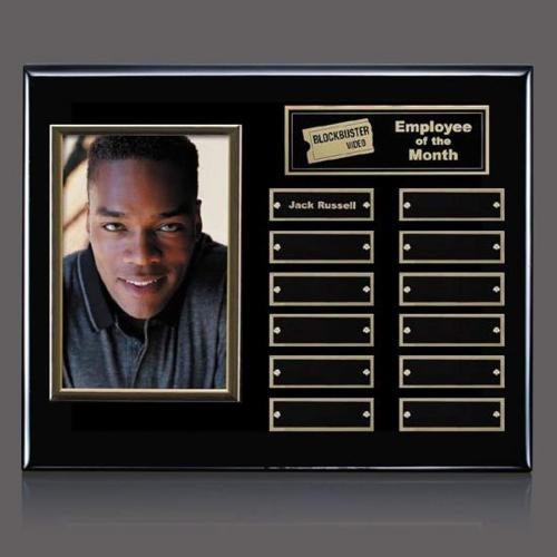 Corporate Awards - Award Plaques - Employee of the Month Plaque - Photo (Vert) Perpetual - Black/Gold