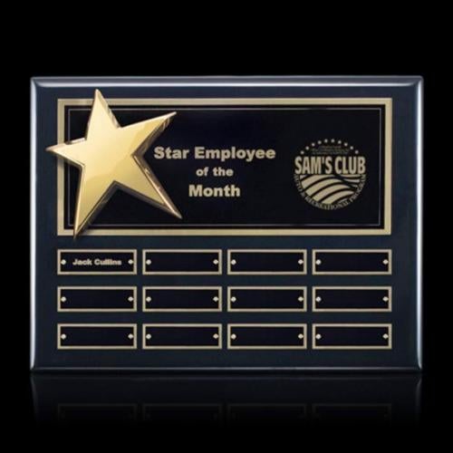 Corporate Awards - Award Plaques - Employee of the Month Plaque - Rising Star - Ebony Perpetual