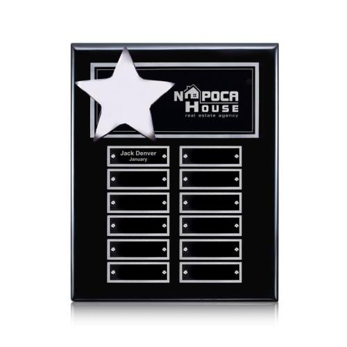 Corporate Awards - Award Plaques - Employee of the Month Plaque - Hollister (Vert) Perpetual - Black/Silver 