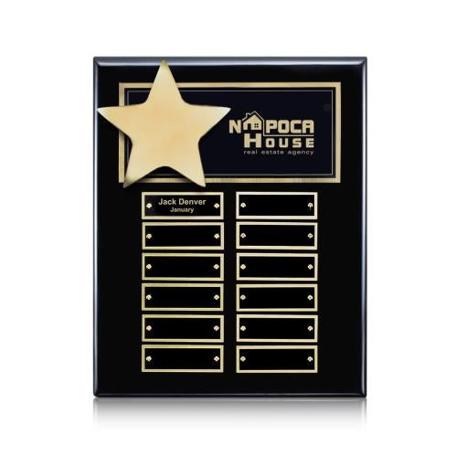 Corporate Awards - Award Plaques - Employee of the Month Plaque - Hollister (Vert) Perpetual - Black/Gold 