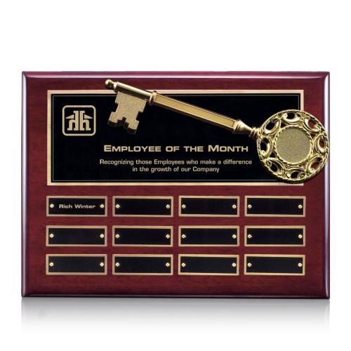 Corporate Awards - Award Plaques - Employee of the Month Plaque - Key Perpetual - Rosewood 