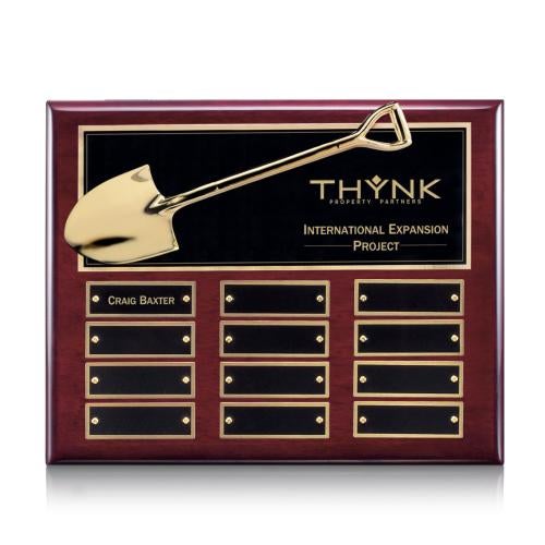 Corporate Awards - Award Plaques - Employee of the Month Plaque - Shovel Perpetual - Rosewood 