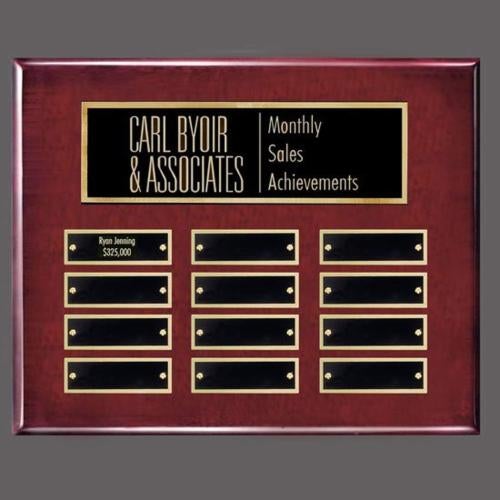 Corporate Awards - Award Plaques - Employee of the Month Plaque - Oakleigh Horiz Pert/Plaque - Rosewood/Gold