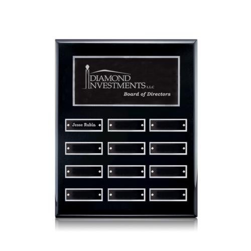 Corporate Awards - Award Plaques - Employee of the Month Plaque - Oakleigh Vert Perpetual - Black/Silver