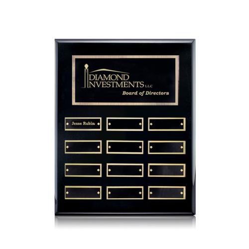 Corporate Awards - Award Plaques - Employee of the Month Plaque - Oakleigh Vert Perpetual - Black/Gold