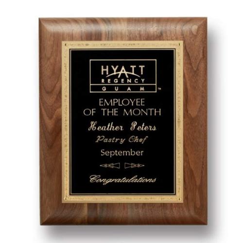 Corporate Awards - Award Plaques - Gemstone Walnut Plaque - Walnut/Black Elegance