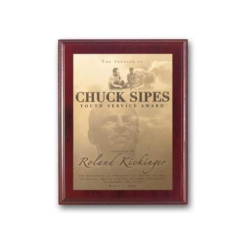 Corporate Awards - Award Plaques - Metal Photo Plaq - Mahogany