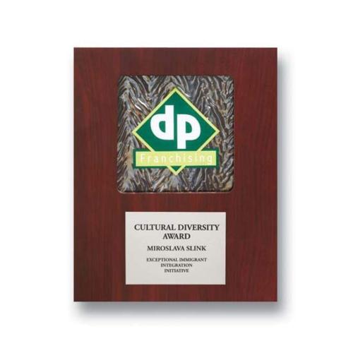 Corporate Awards - Award Plaques - Metal Plaques - Silver Opaline Rectangle Award