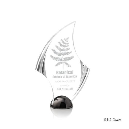 Corporate Awards - Crystal Awards - Crystal Flame Awards - Flourish Hemisphere Laser Engraved Flame Acrylic Award