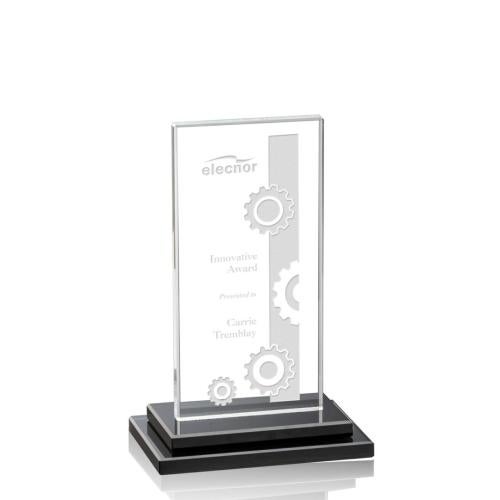 Corporate Awards - Crystal Awards - Santorini Black Rectangle Crystal Award