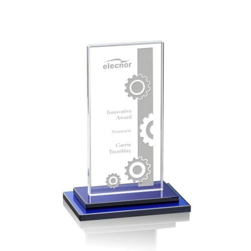 Corporate Awards - Crystal Awards - Colored Crystal - Santorini Blue Rectangle Crystal Award