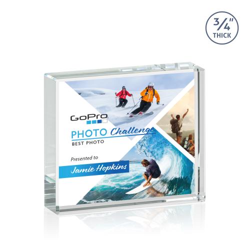 Corporate Awards - Crystal Awards - Crystal Paperweights - Verona Full Color Paperweight - Starfire