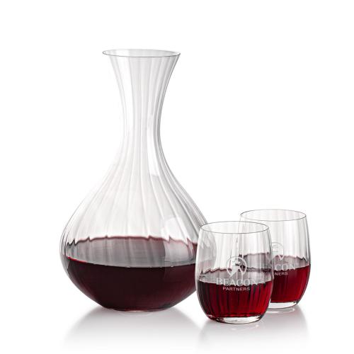 Corporate Recognition Gifts - Etched Barware - Amerling Carafe & Stemless Wine