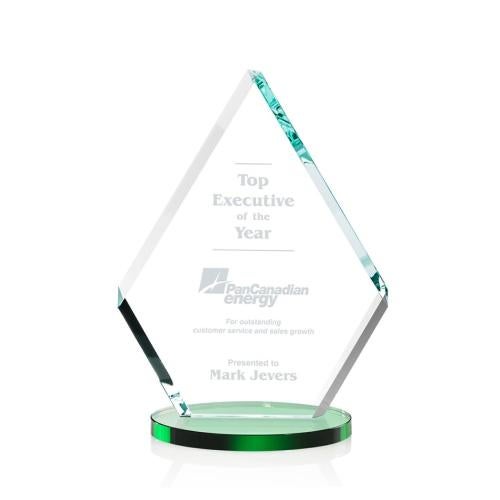 Corporate Awards - Crystal Awards - Colored Crystal - Canton Green Crystal Award
