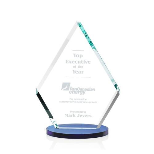 Corporate Awards - Crystal Awards - Colored Crystal - Canton Blue Crystal Award