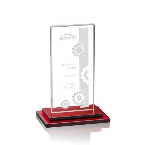 Corporate Awards - Crystal Awards - Colored Crystal - Santorini Red Rectangle Crystal Award