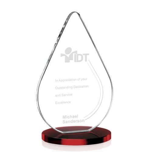 Corporate Awards - Crystal Awards - Colored Crystal - Red Crystal Awards - Glenhazel Red Crystal Award