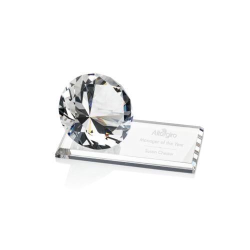 Corporate Awards - Award Shapes - Diamond Awards - Gemstone Diamond on Starfire Crystal Award