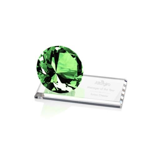 Corporate Awards - Crystal Awards - Colored Crystal - Gemstone Emerald on Starfire Crystal Award