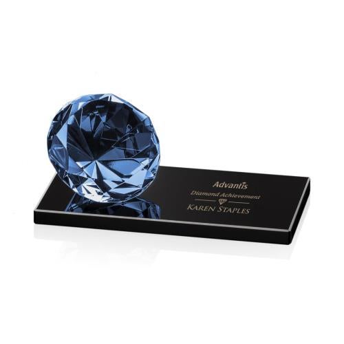 Corporate Awards - Award Shapes - Diamond Awards - Gemstone Sapphire on Black Crystal Award