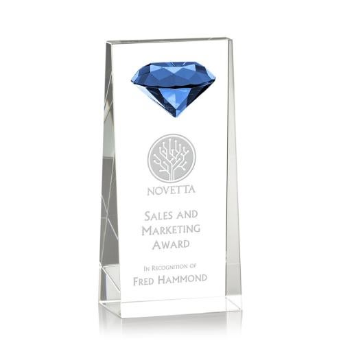 Corporate Awards - Crystal Awards - Crystal Pillar Awards - Balmoral Gemstone Sapphire Obelisk Crystal Award