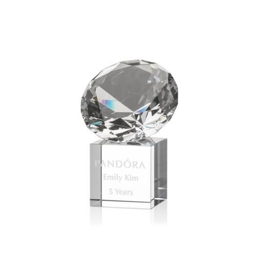 Corporate Awards - Award Shapes - Diamond Awards - Gemstone Diamond on Cube Crystal Award