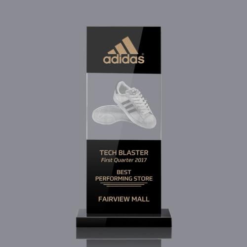 Corporate Awards - Modern Awards - Basilia 3D Black Rectangle Crystal Award