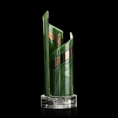 Corporate Awards - Modern Awards - Shadow Dancer Green Abstract / Misc Glass Award