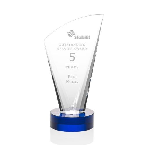 Corporate Awards - Crystal Awards - Colored Crystal - Brampton Blue Peak Crystal Award