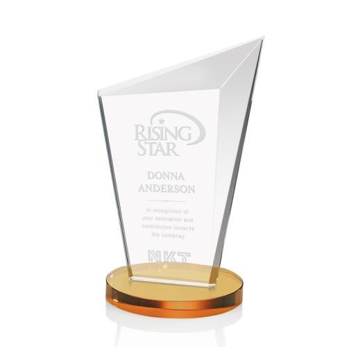 Corporate Awards - Crystal Awards - Colored Crystal - Wiltshire Amber Peak Crystal Award