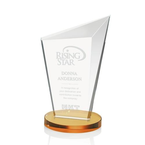 Corporate Awards - Crystal Awards - Colored Crystal - Wiltshire Amber Peak Crystal Award