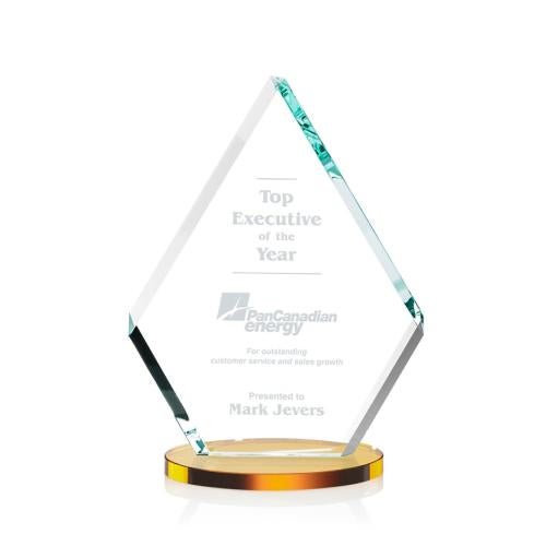 Corporate Awards - Crystal Awards - Colored Crystal - Canton Amber Crystal Award