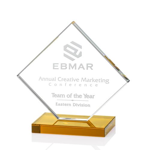 Corporate Awards - Crystal Awards - Colored Crystal - Wellington Amber Crystal Award