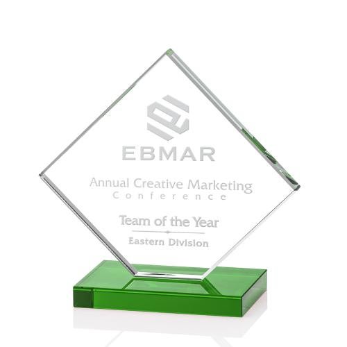 Corporate Awards - Crystal Awards - Colored Crystal - Wellington Green Crystal Award